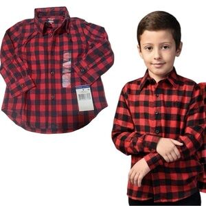 POLO RALPH LAUREN Flannel Shirt Boys Size 18M Buffalo Plaid Cottagec…